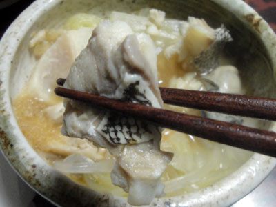 真ダラとタチ（真ダラの白子）と牡蠣の鍋3